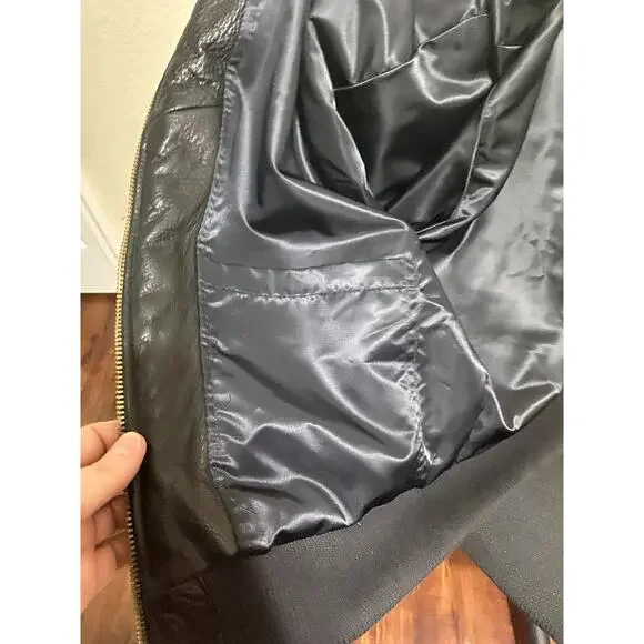 Game Sportswear Bomber Jacket Mens Medium Black Premium Leather FLAW
